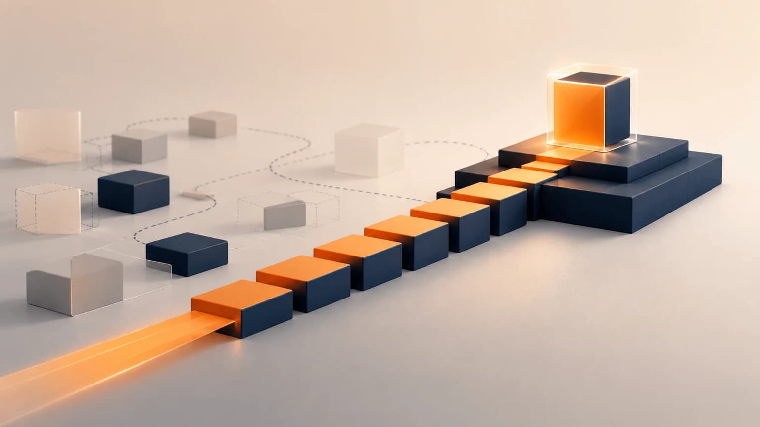 A focused path of essential product blocks leading to a launch-ready MVP