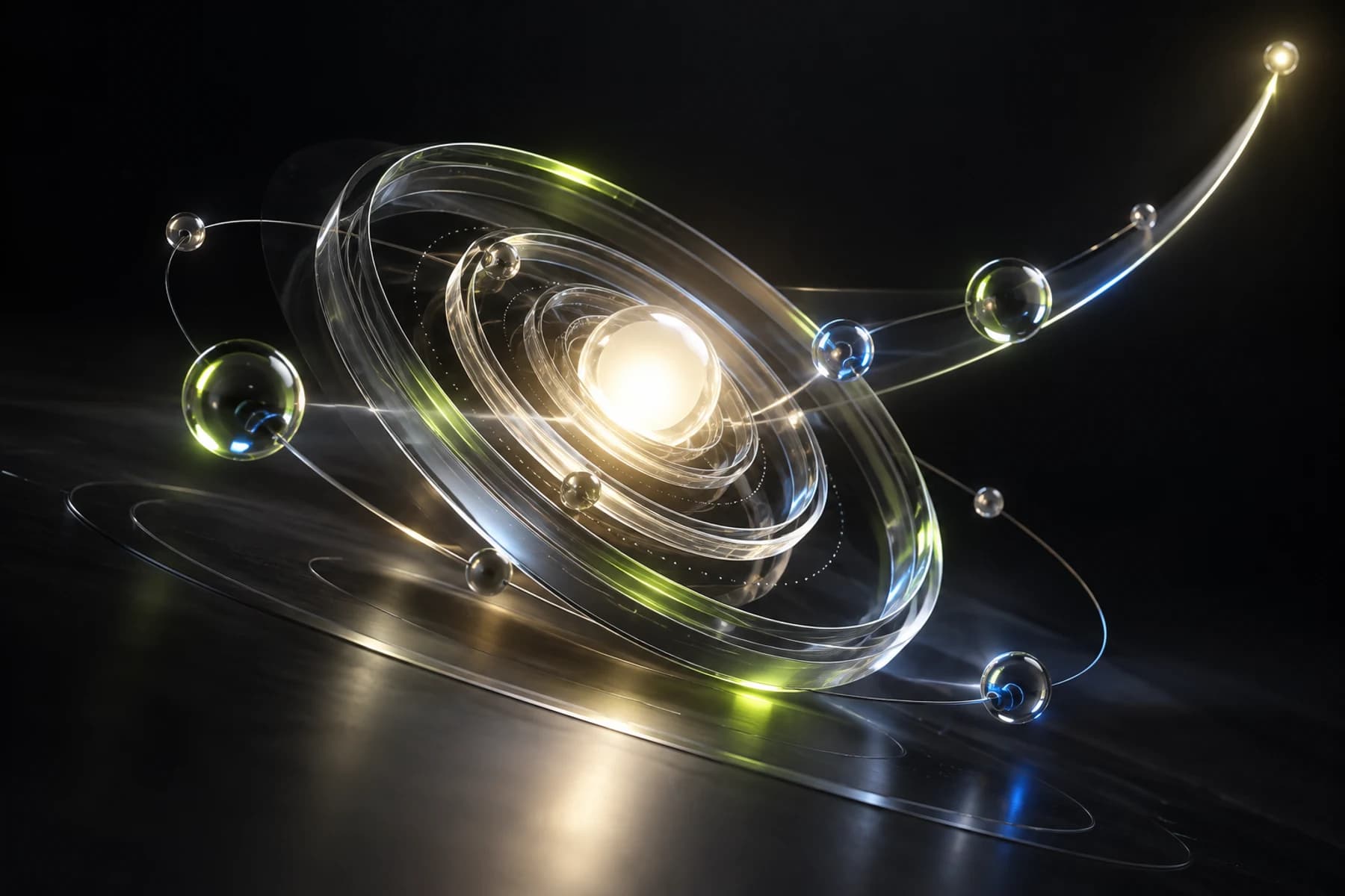 Expanding luminous rings representing intelligent automation and product growth