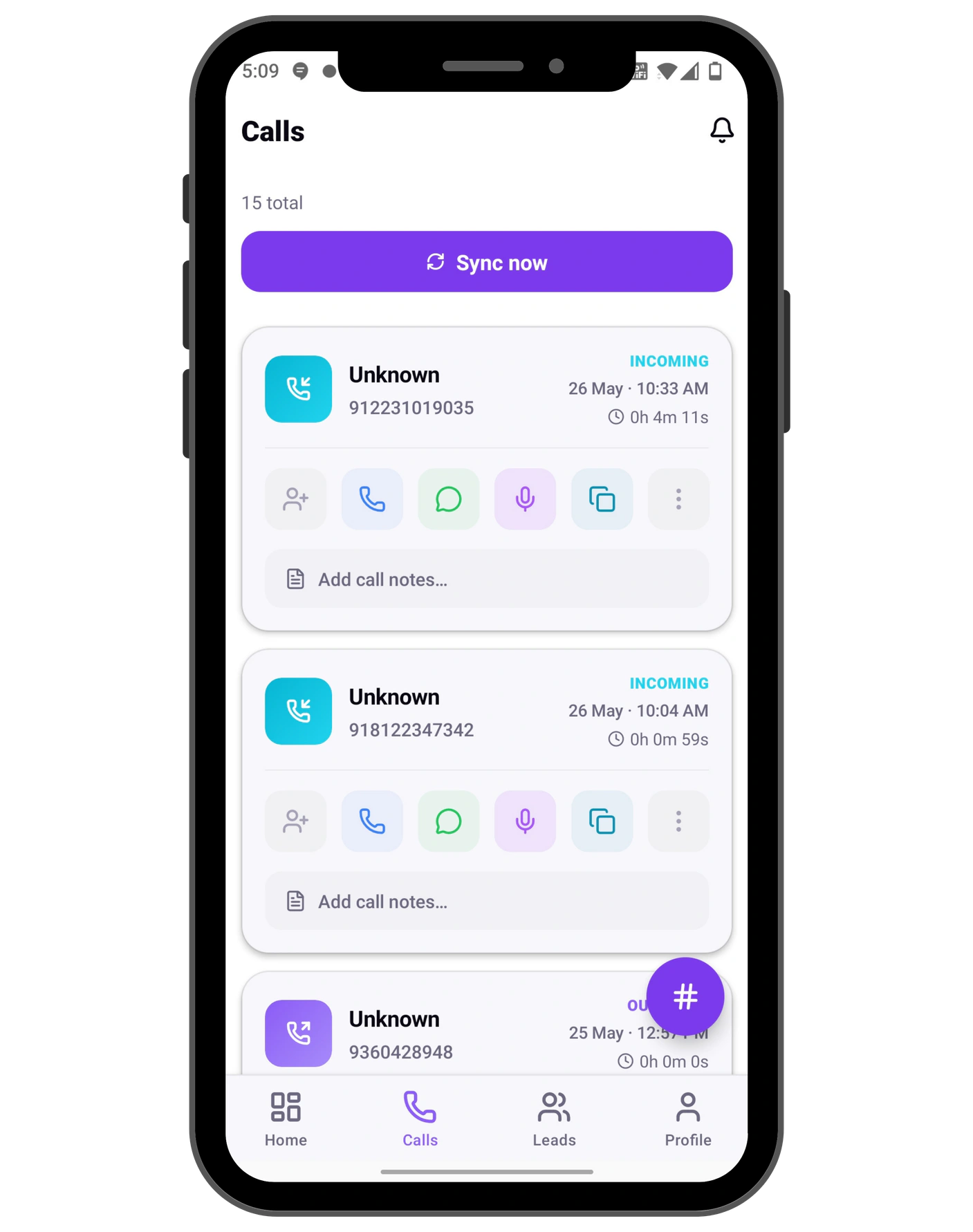 CallPulse call history