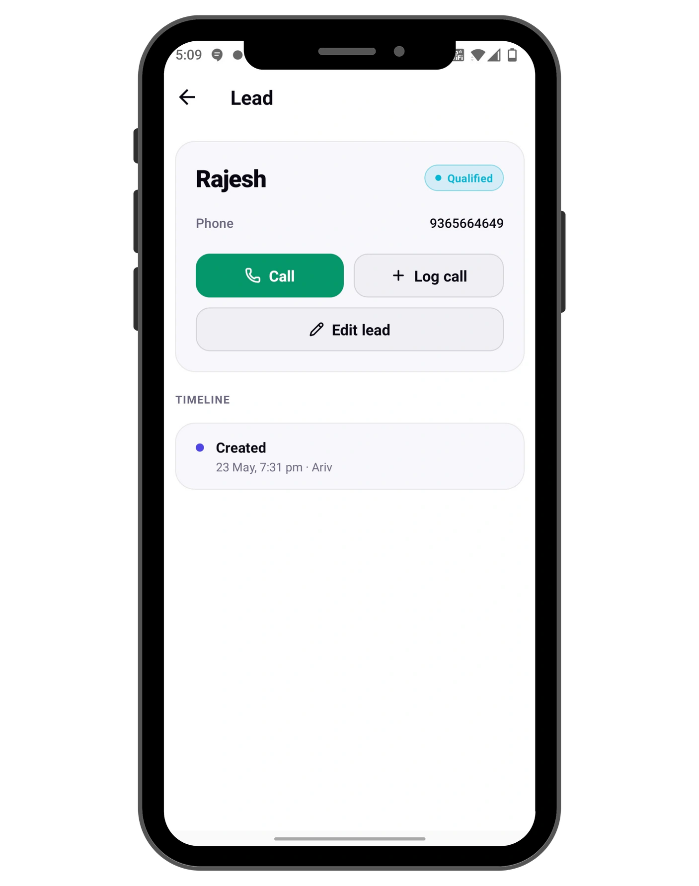 CallPulse lead detail