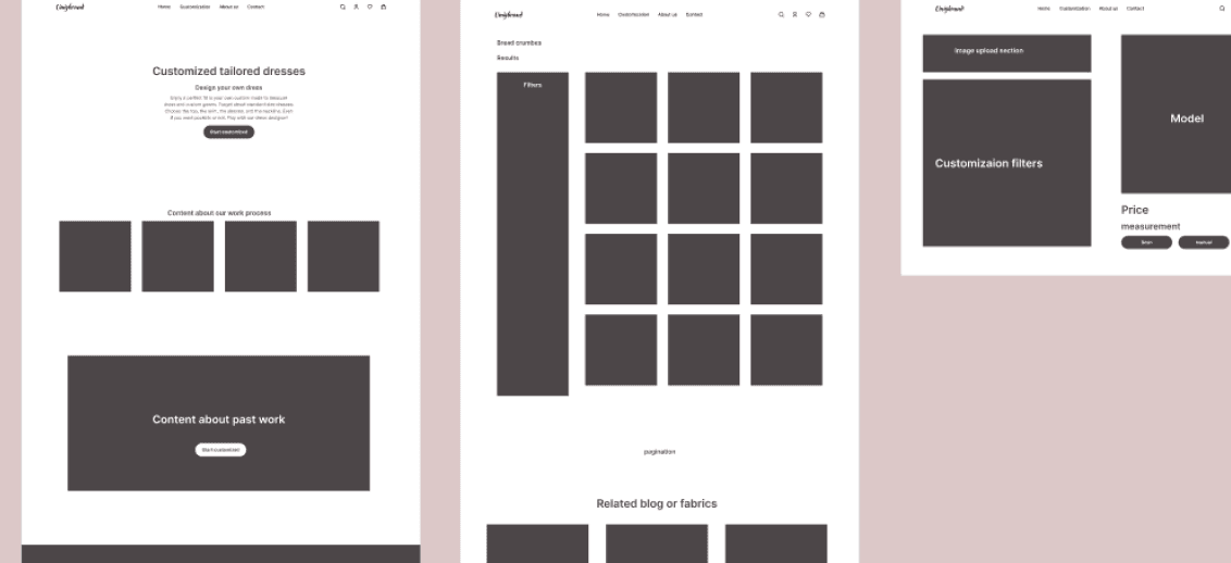 Early Unig desktop wireframes