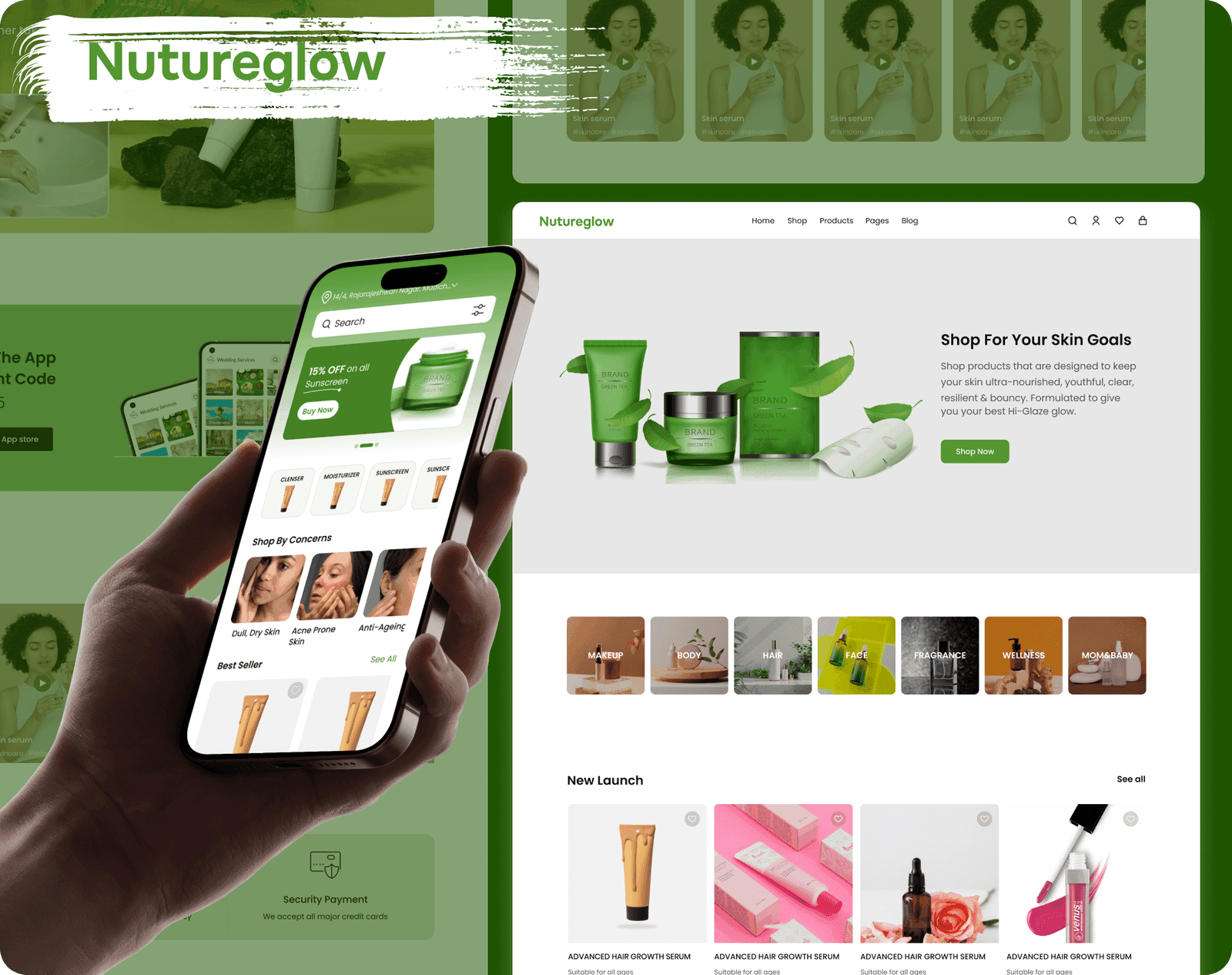 Nutureglow application screens